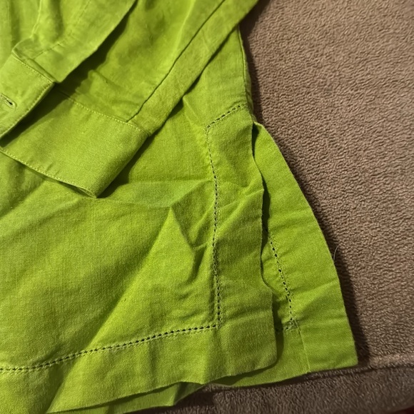 David N Petites Linen Blend Green Button Front Shirt Size Small (TD) - Picture 3 of 5